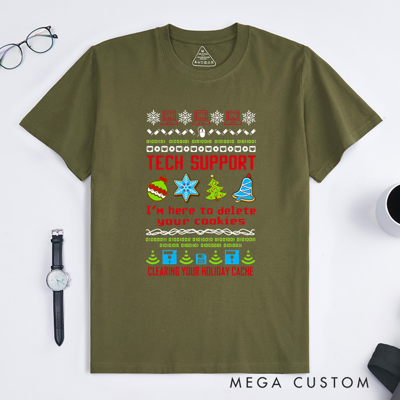 Personalized Tech Support Christmas T-Shirt Programmer Computer Technology Lovers Shirt Christmas Gift for Geek Nerd