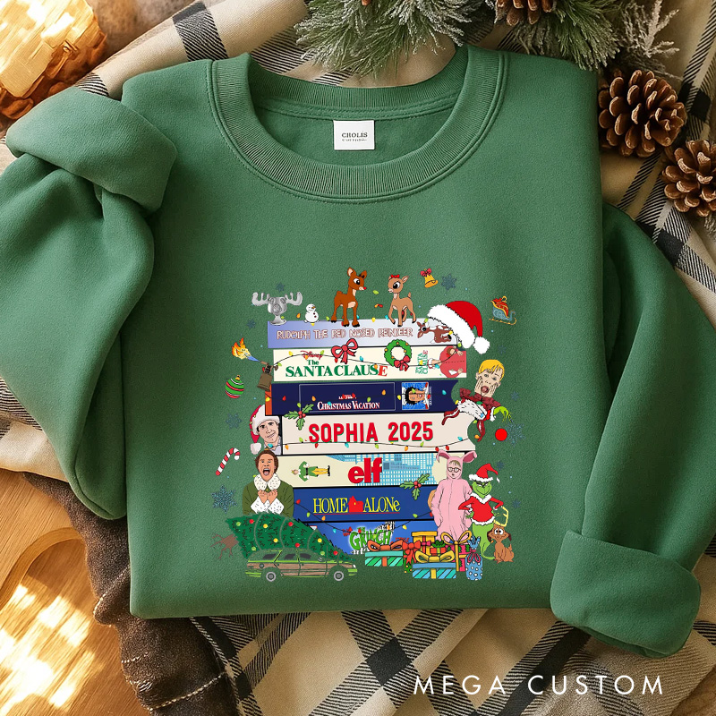 Personalized Retro Christmas Movies Classic Sweatshirt Christmas Film Crewneck Movie Holiday Shirt