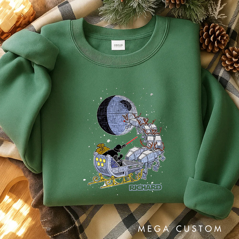 Personalized Star Sled Christmas Classic Sweatshirt Galaxy War Film Crewneck Movie Holiday Shirt