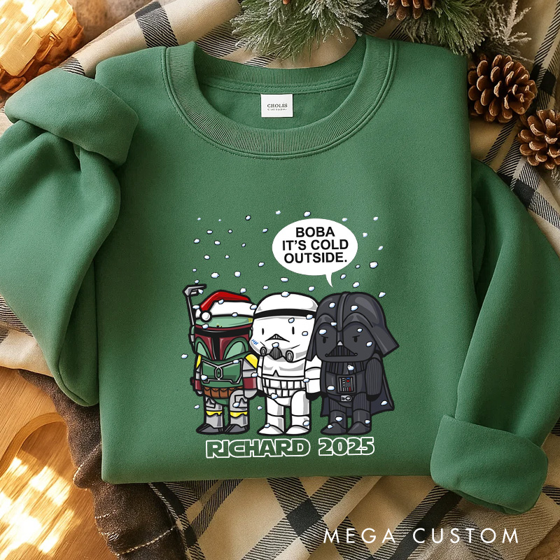 Personalized It's Cold Outside Christmas Classic Sweatshirt Galaxy War Film Crewneck Movie Holiday Shirt