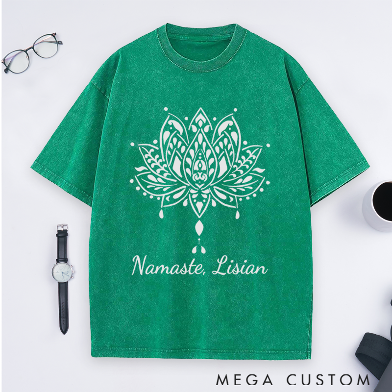 Personalized Namaste T-Shirt with Elegant Lotus Design Perfect Gift for Yoga Lover and Daily Wear