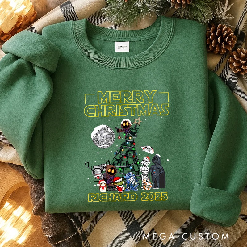 Personalized Merry Star Christmas Classic Sweatshirt Galaxy War Film Crewneck Movie Holiday Shirt