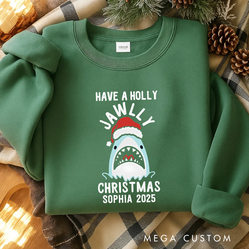 Personalized Jawlly Christmas Movies Classic Sweatshirt Christmas Shark Film Crewneck Movie Holiday Shirt