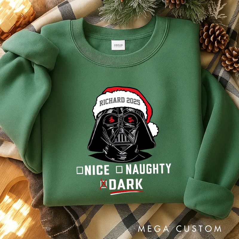 Personalized Being Naughty or Nice Christmas Classic Sweatshirt Galaxy War Film Crewneck Movie Holiday Shirt