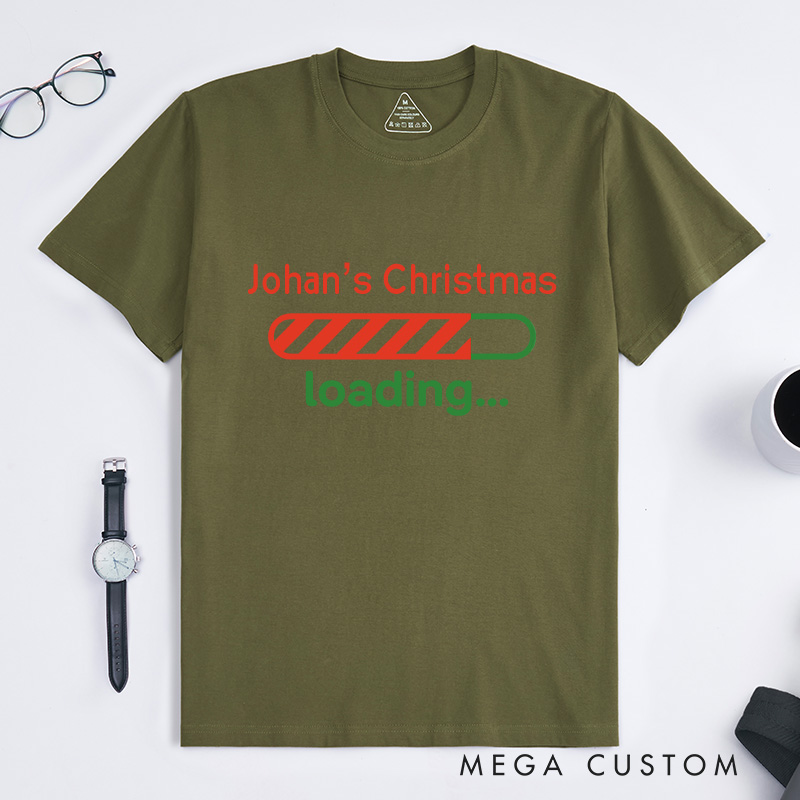 Personalized Funny Christmas Loading Bar T-Shirt Computer Technology Lovers Shirt Christmas Gift for Geek