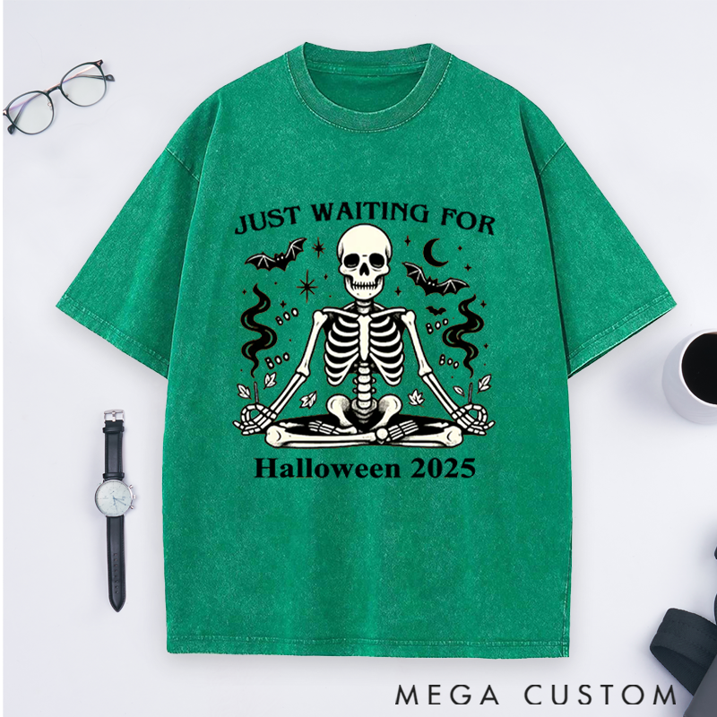 Personalized Funny Halloween Yoga T-Shirt with Skeleton Meditation Design Perfect Gift for Yoga Lover and Halloween