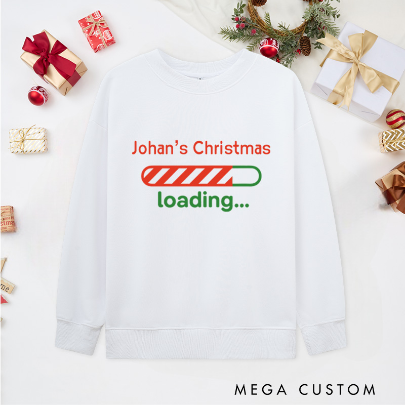 Personalized Funny Christmas Loading Bar Sweatshirts Computer Technology Lovers Sweatshirts Christmas Gift for Geek