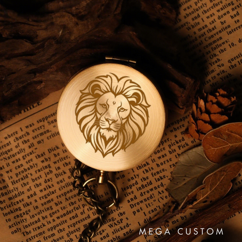 Personalized Lion Bible Verse Luminous Compass with Text Religious Gift First Communion Gift