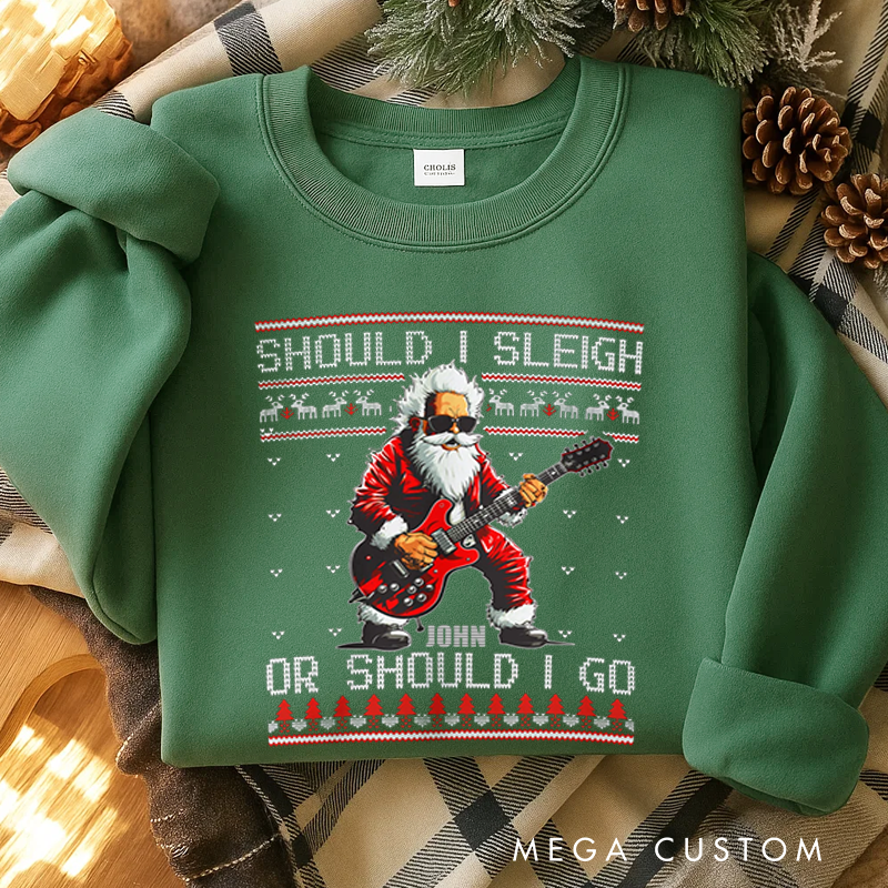 Personalized Classic Sweatshirts Punk Rocker Santa Sweatshirt Rock n Roll Christmas Sweatshirt Heavy Metal Music Sweatshirt