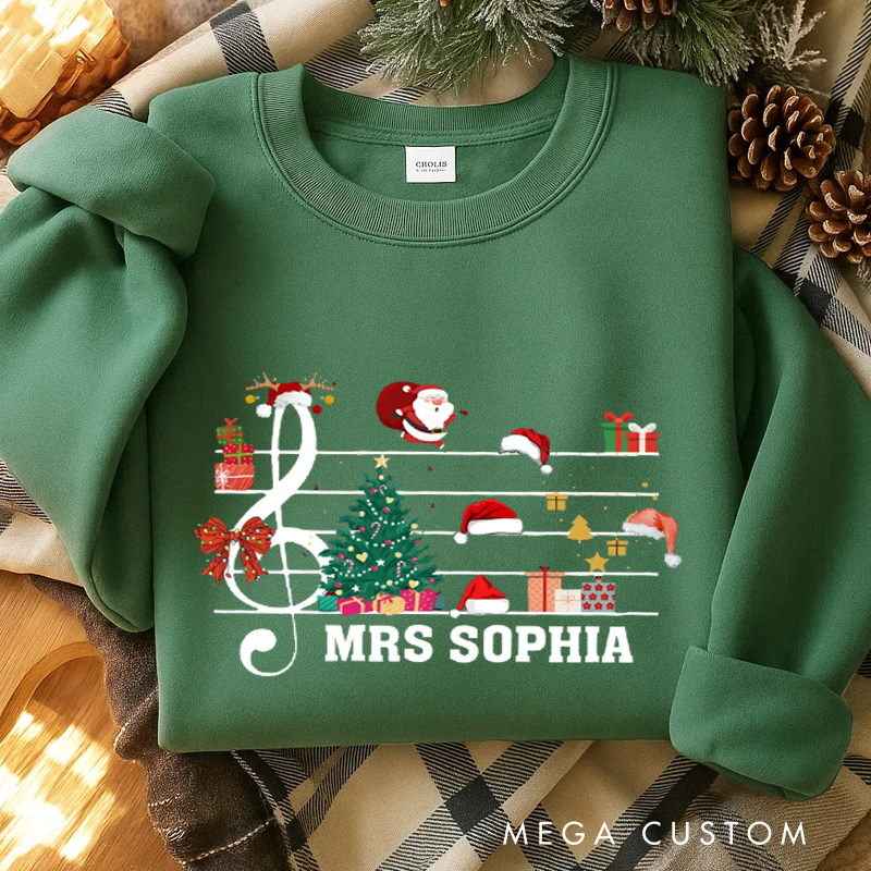 Personalized Classic Sweatshirts Treble Clef Sweatshirt Christmas Treble Clef Sweatshirt Christmas Musician Pianist Music Lover Violin Music Notes