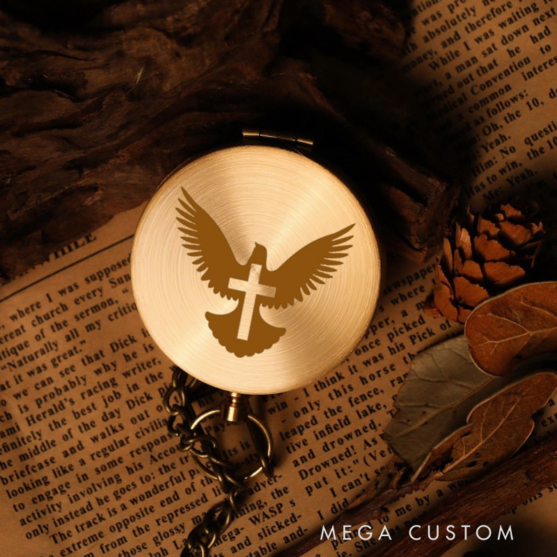 Personalized Dove Cross Luminous Compass with Scripture Religious Gift Christian Gift Faith Gift for Men