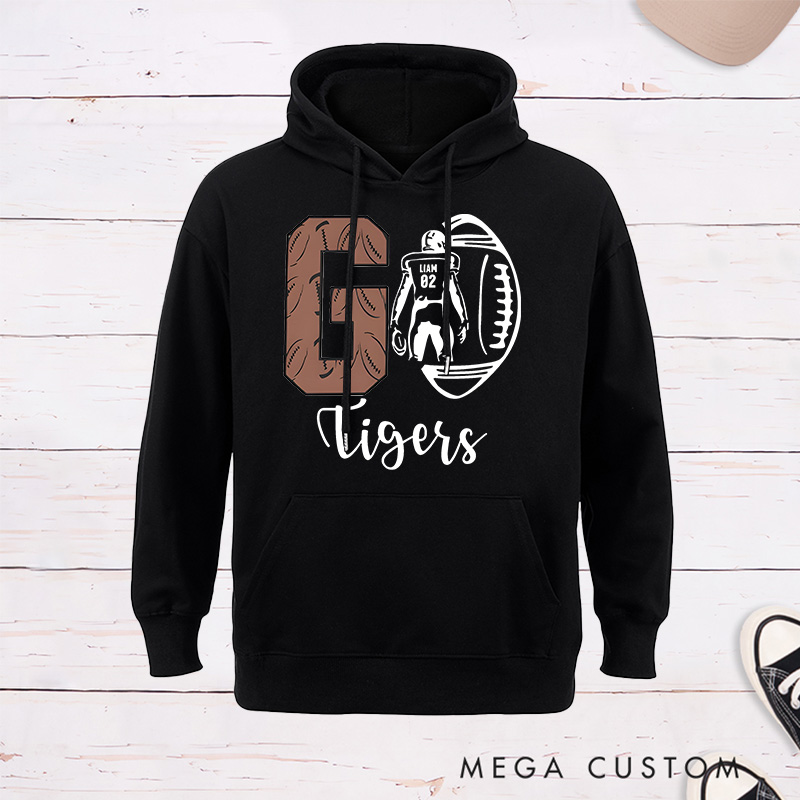 Personalized American Football Element Go Hoodie with Custom Name and Number