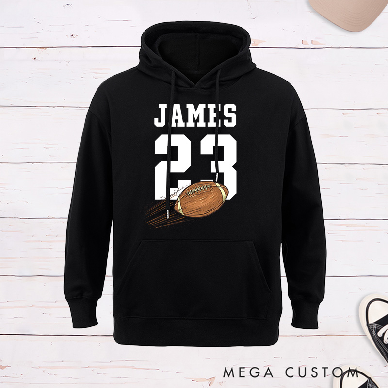 Personalized American Football and Rugby 3D Design Hoodie with Custom Multicolor Name and Number