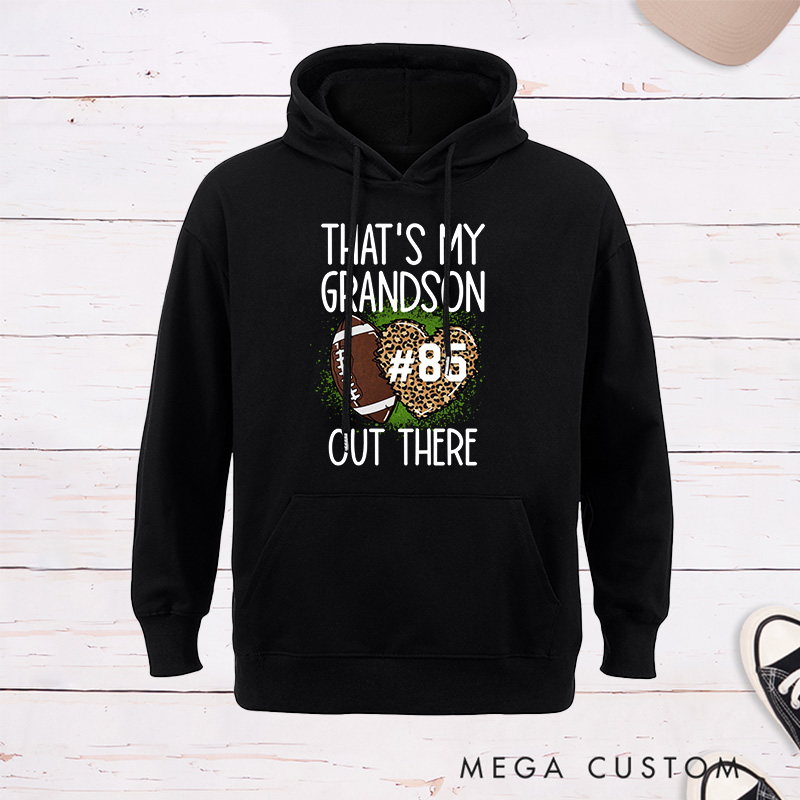 Personalized Leopard Print American Football for Grandma Hoodie with Custom Number