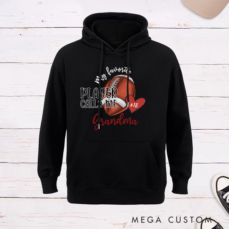 Personalized American Football  "My Favorite Player" Hoddies with Custom Number