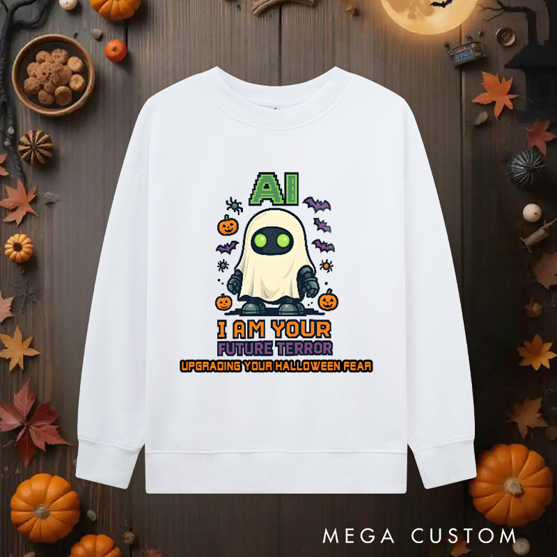 Personalized AI I am Your Future Terror Classic Sweatshirts Technology Enthusiasts Halloween Sweatshirts Gift for Geek Nerd