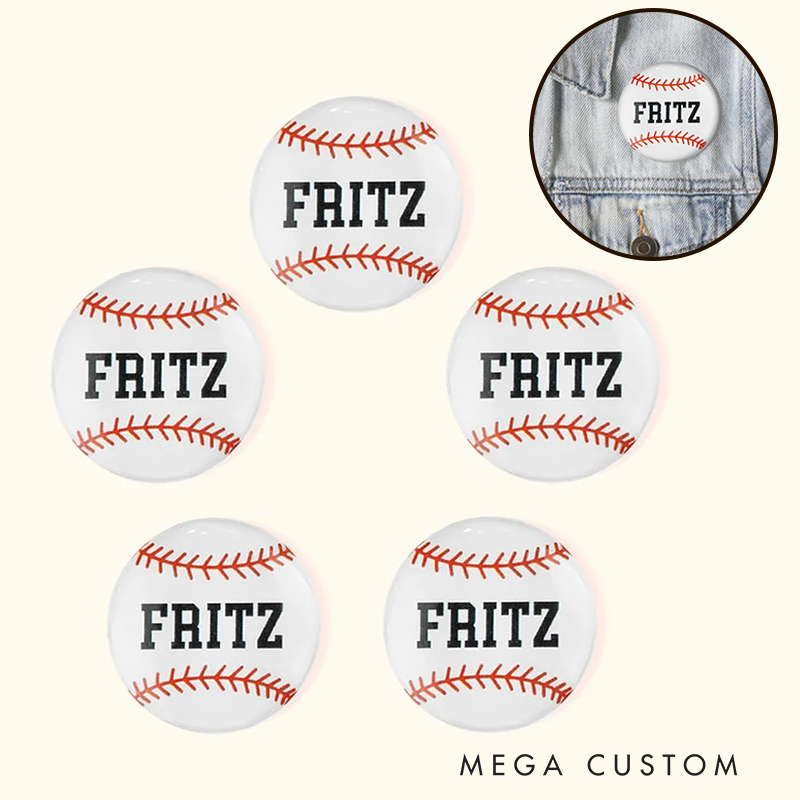 Personalized Baseball Team Pin Badge with Custom Name and Number  