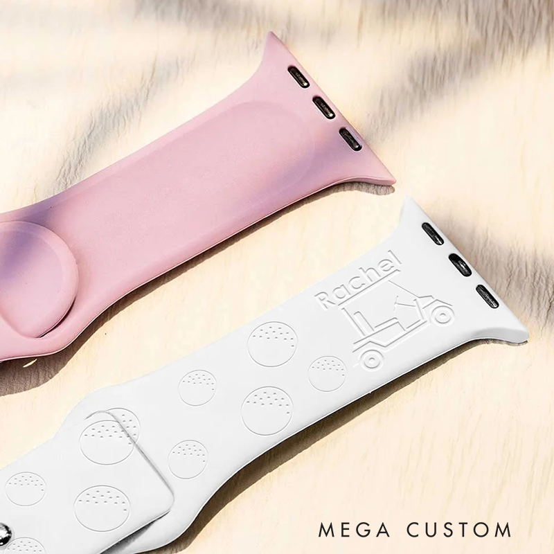 Personalized Golf Themed Silicone Watch Band with Custom Name