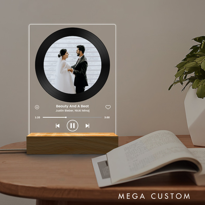 Personalized Music Photo Name Night Light Custom Photo Music Plaque Personalized Song Acrylic Plaque Bedroom Decor