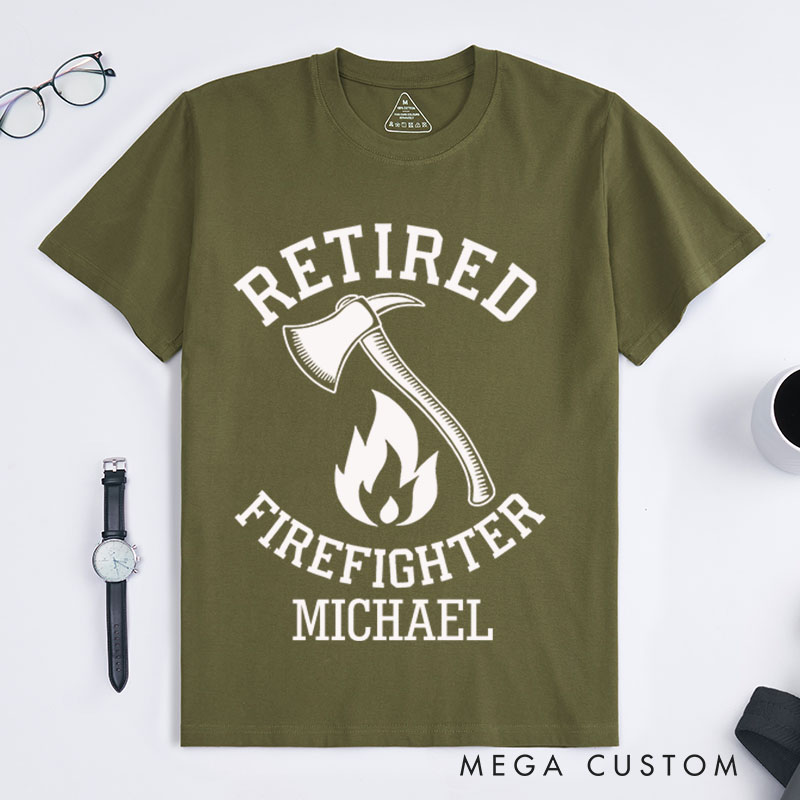 Personalized Firefighter T-Shirts Retired Firefighter Emblem Design Fashion Design T-Shirts