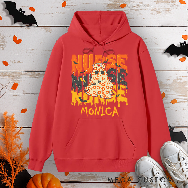 Personalized Hoodies for Nurse Customized Ghostly Design Hoodies Halloween Nurse Hoodie