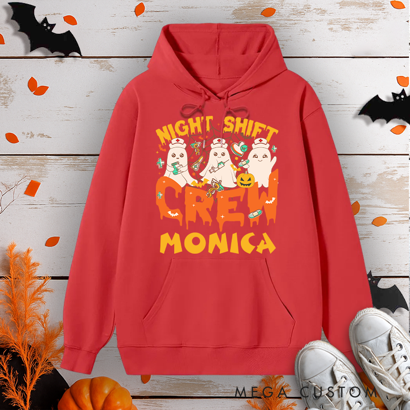 Personalized Hoodies for Nurse Customized Night Shift Crew Design Hoodies Halloween Nurse Hoodie