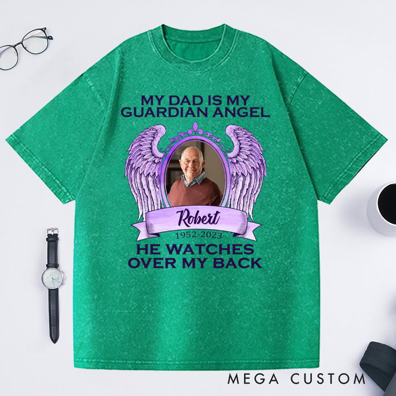 Personalized in loving Memory Washed T-Shirt Rest in Peace Shirt  Heaven Shirt Custom Photo Shirt My XX Is My Guardian Angel Shirt