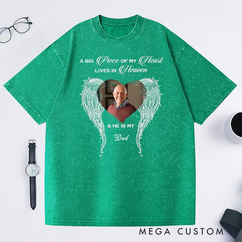 Personalized Memorial Photo Angel Washed T-Shirt Custom in Loving Memory Shirt Funeral Remembrance Tee Memorial Gift
