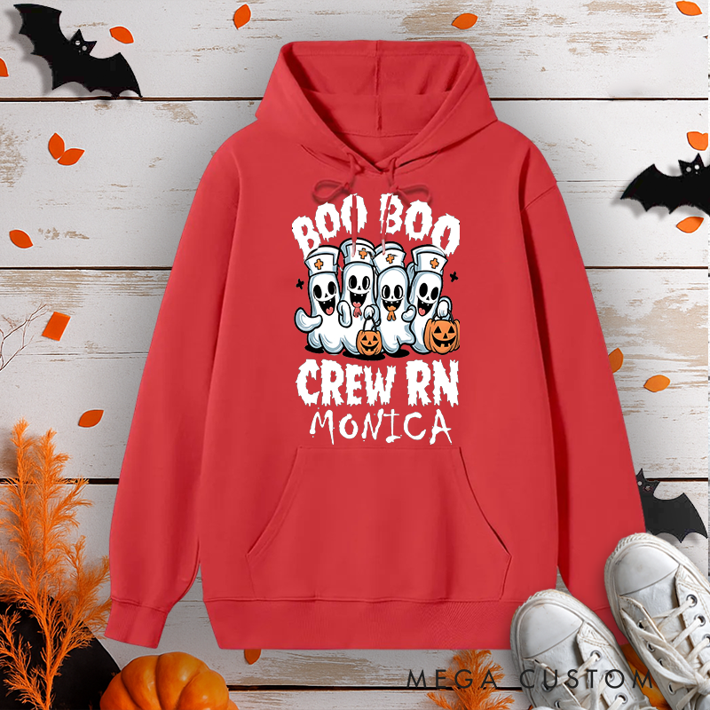 Personalized Hoodies for Nurse Customized Boo Boo Crew RN Design Hoodies Halloween Nurse Hoodie