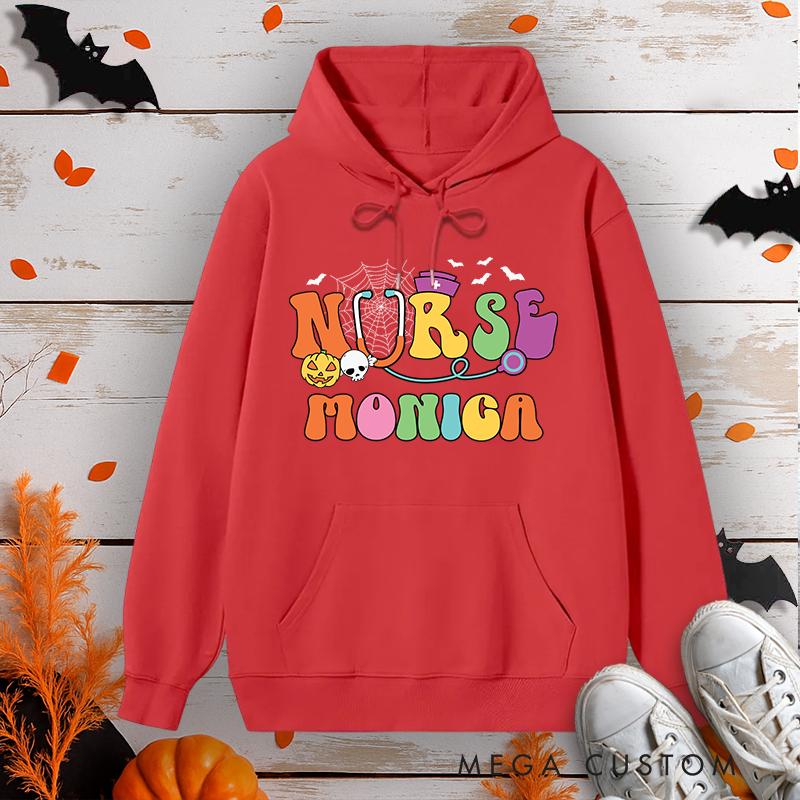Personalized Hoodies for Nurse Customized Colorful Nurse Design Hoodies Halloween Nurse Hoodie
