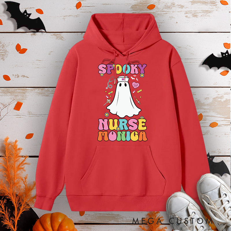 Personalized Hoodies for Nurse Customized Spooky Nurse Design Hoodies Halloween Nurse Hoodie