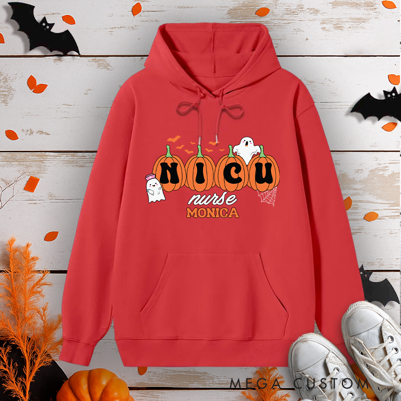 Personalized Hoodies for Nurse Customized NICU Nurse Design Hoodies Halloween Nurse Hoodie