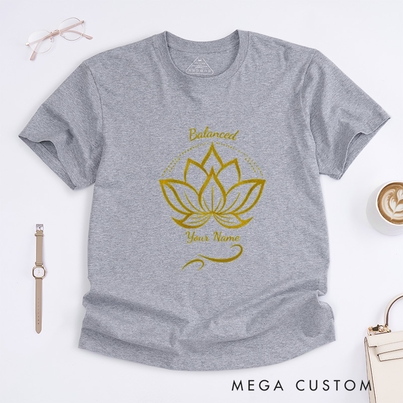 Personalized Lotus T-Shirt for Women Gift for Her Yoga Lover Gift Yoga Group T-Shirt Yoga Instructor Gift
