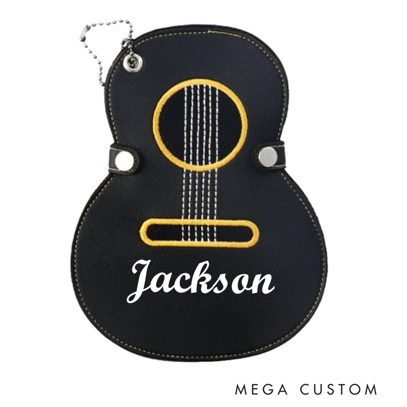 Personalized Leather Guitar Picks Guitar Shape Picks Holder Personalized Guitar Pick Case