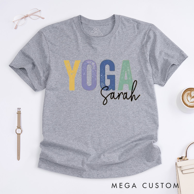 Personalized Yoga T-Shirt Yoga Teacher T-Shirt Yoga Gift for Women Gym Girl Yoga Lover T-Shirt