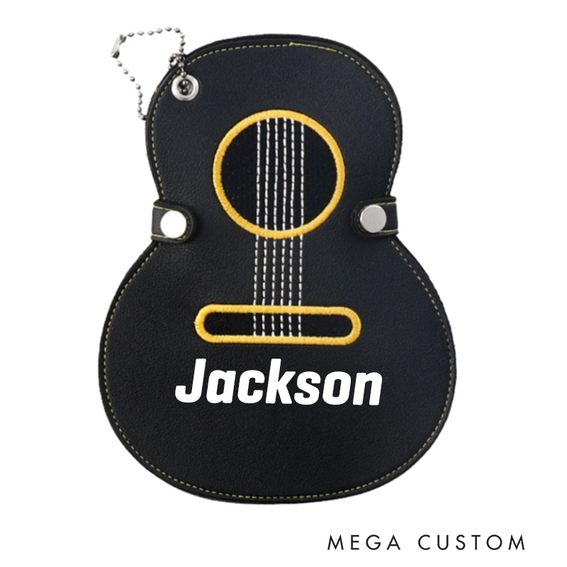 Personalized PU Leather Guitar Pick Box Custom Name Portable Keychain Perfect Music Festival Gift for Guitarists