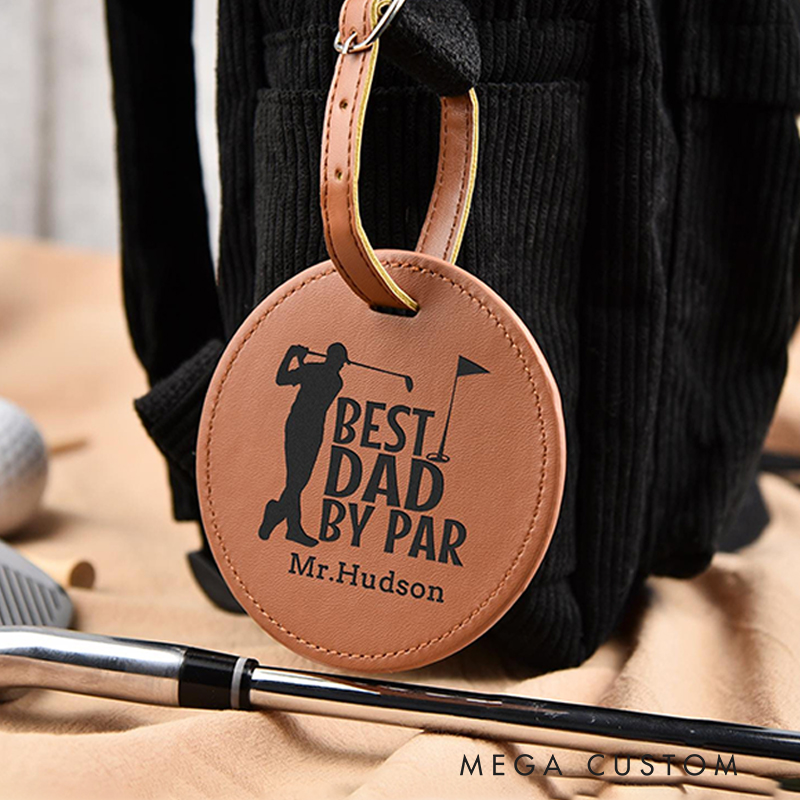 Personalized Leather Golf Bag Tag with Custom Name and Design  