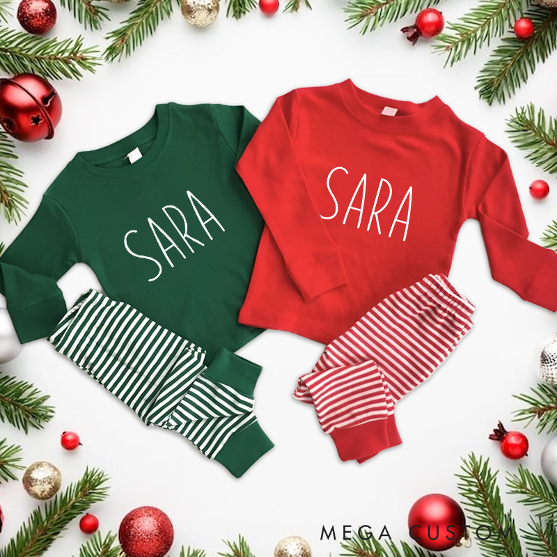Personalized Festive with Names Christmas Pajamas 