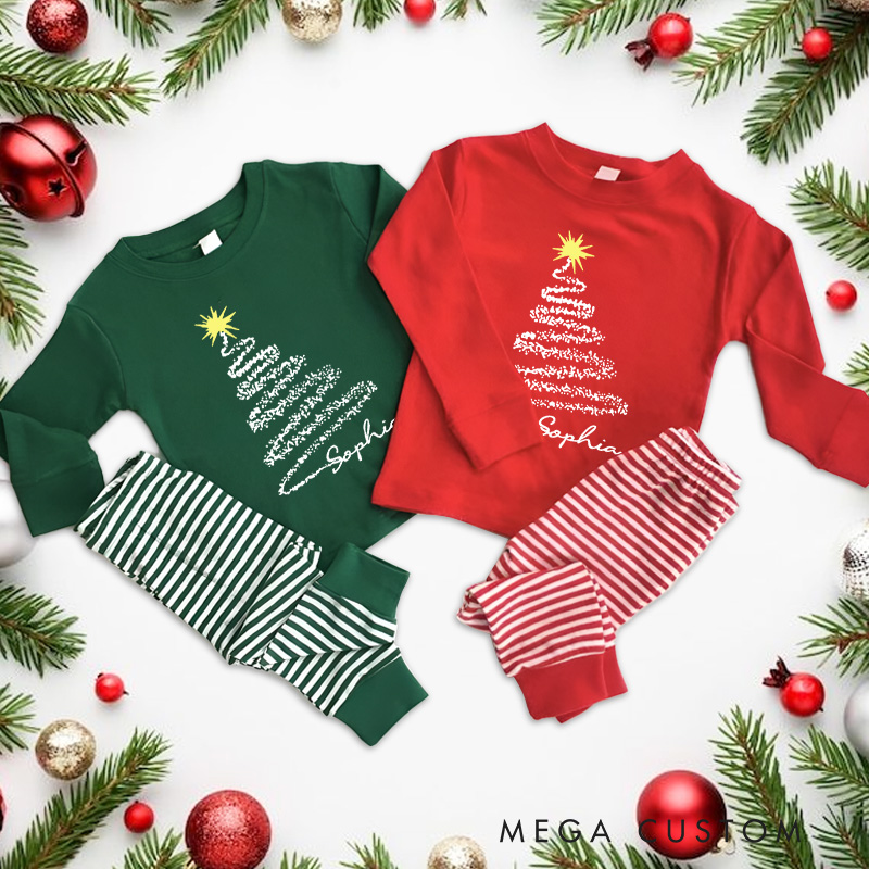 Personalized Christmas Tree with Name Christmas Pajamas