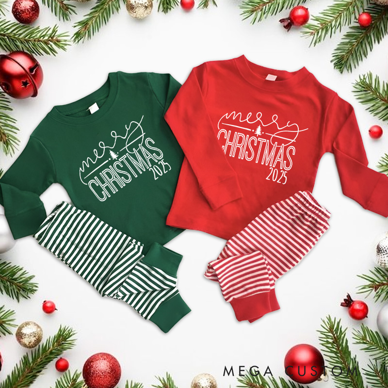Personalized Merry Christmas Festive Tree Holiday Joy Christmas Pajamas 
