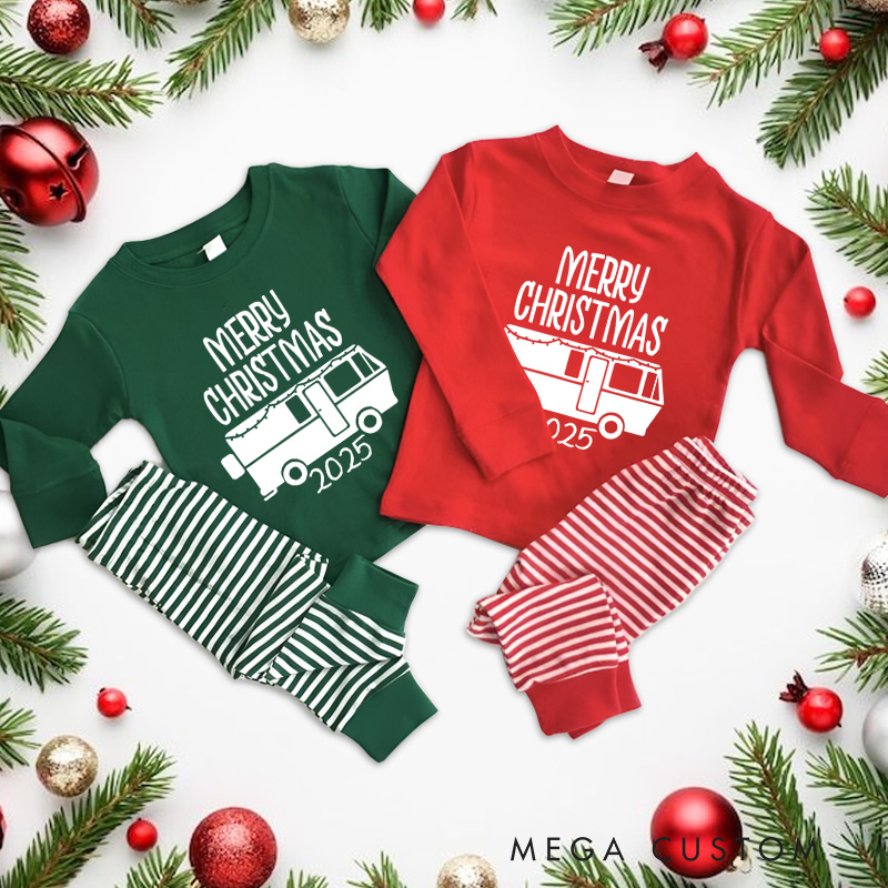 Personalized Merry Christmas Fire Truck Holiday Christmas Pajamas