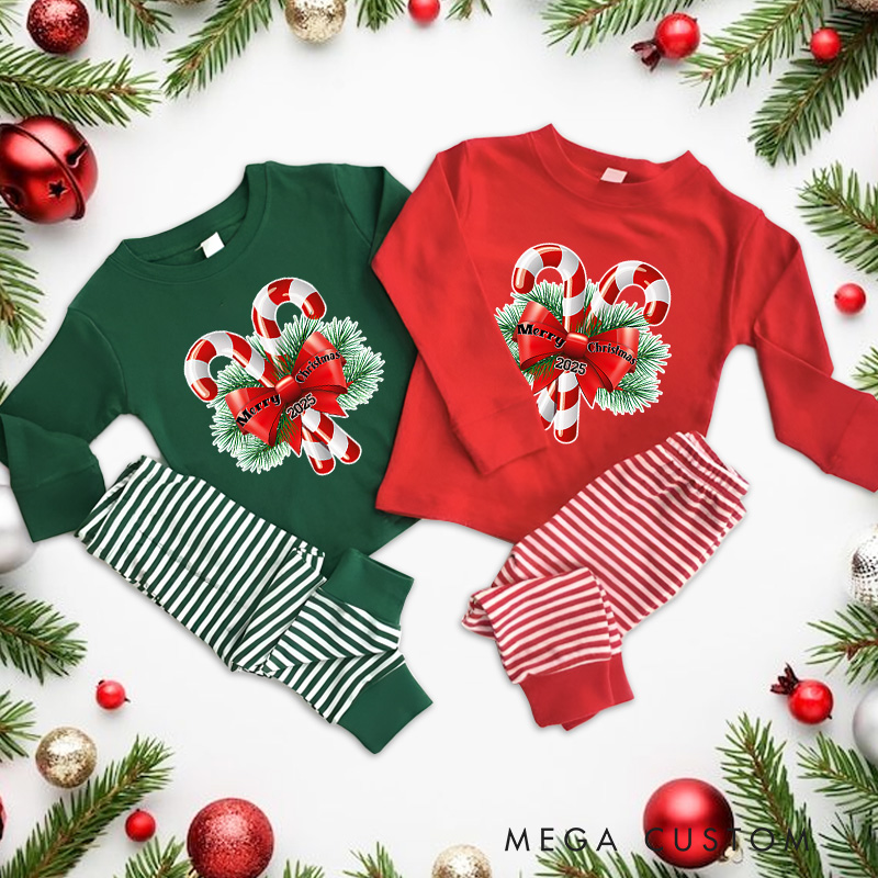 Personalized Cute Candy Cane Tang Christmas Pajamas