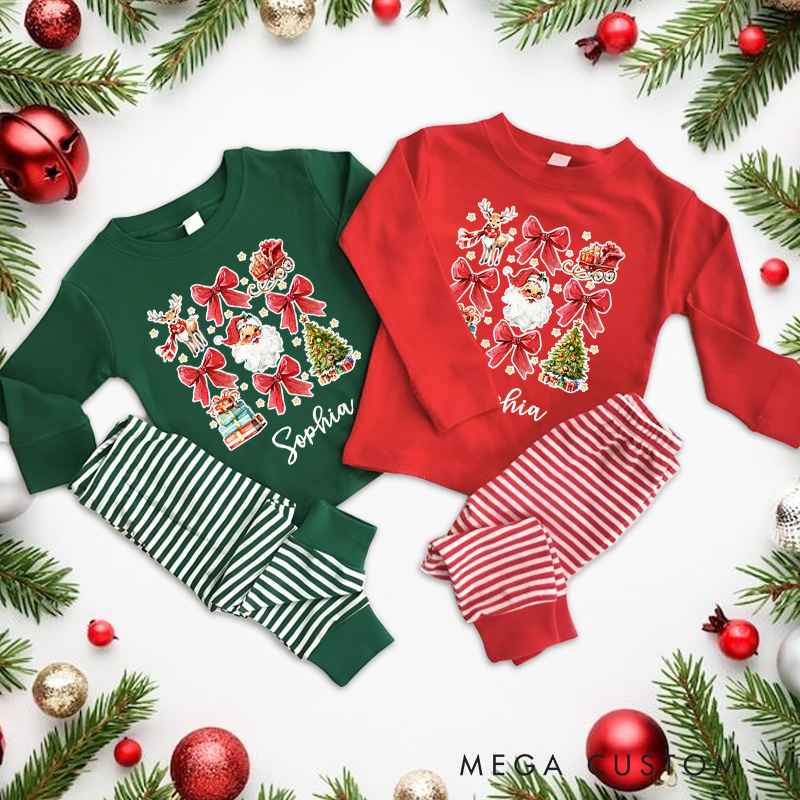 Personalized Retro Santa Christmas Pajamas Holiday Gift