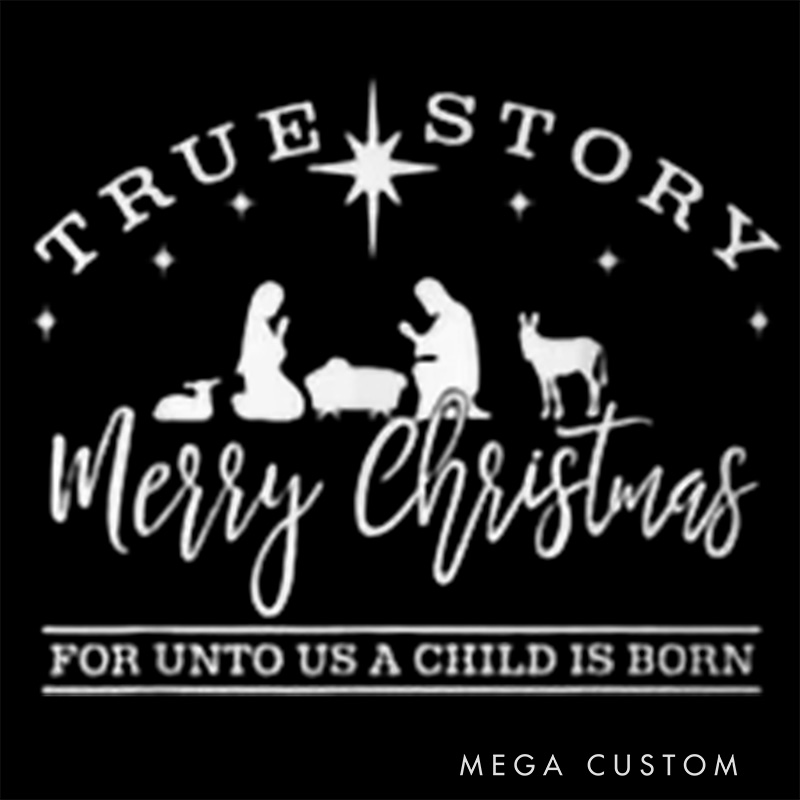 Personalized Jesus Nativity Scene Family Matching Cotton T-Shirts with Name Religious Gift Christmas Gift for Family