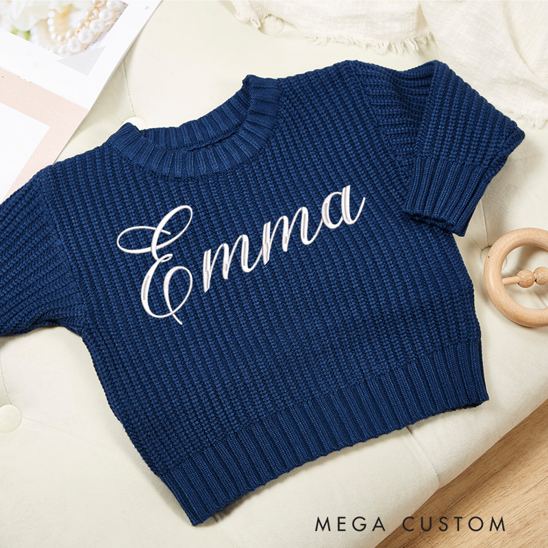 Personalized Embroidered Sweater with Name Knit Jumper Birthday Gift