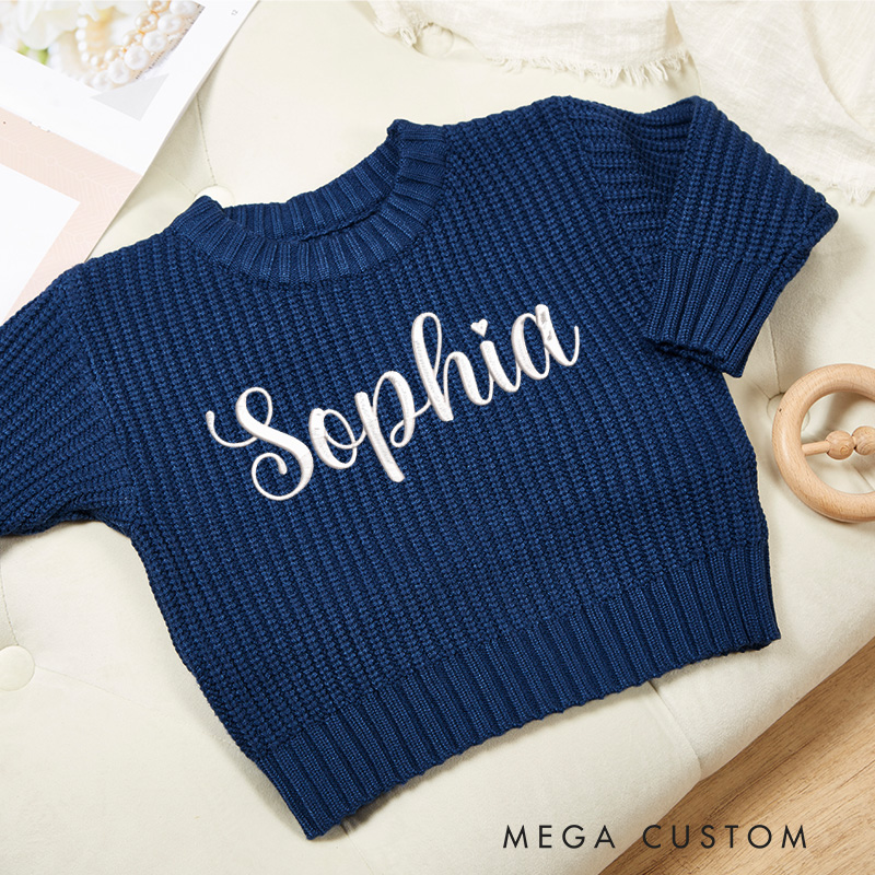Personalized Embroidered Sweater with Name Knit Jumper Birthday Gifts