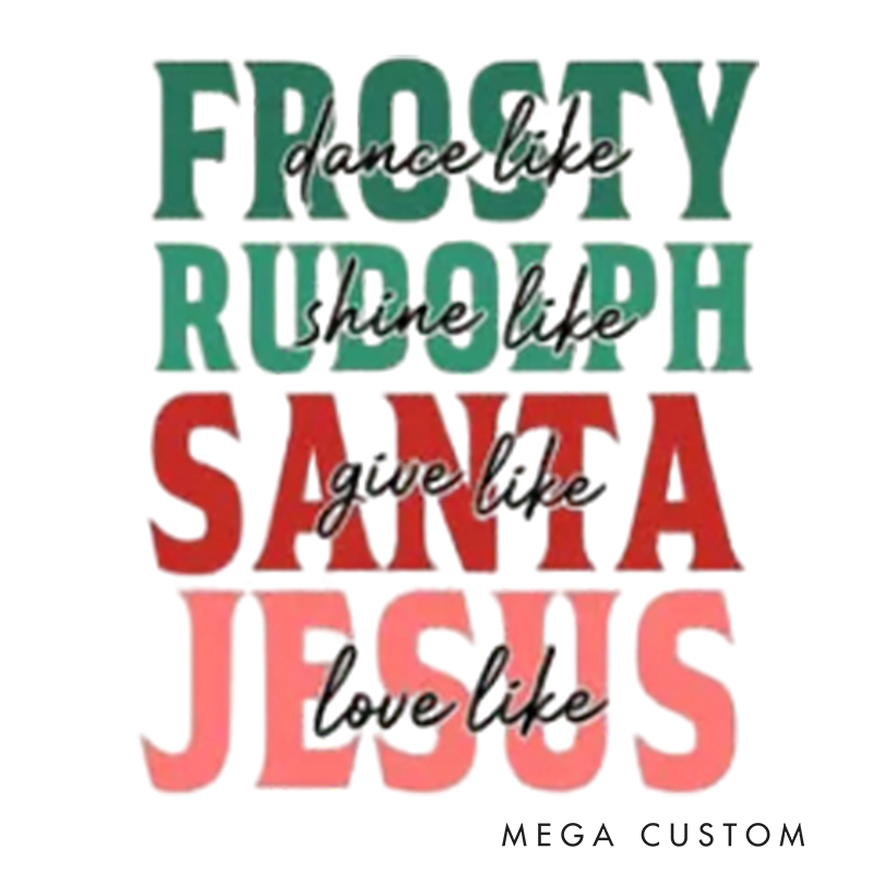 Personalized Dance Like Frosty Love Like Jesus Christmas Family Matching Crew Neck T-Shirts with Name Religious Gift for Family