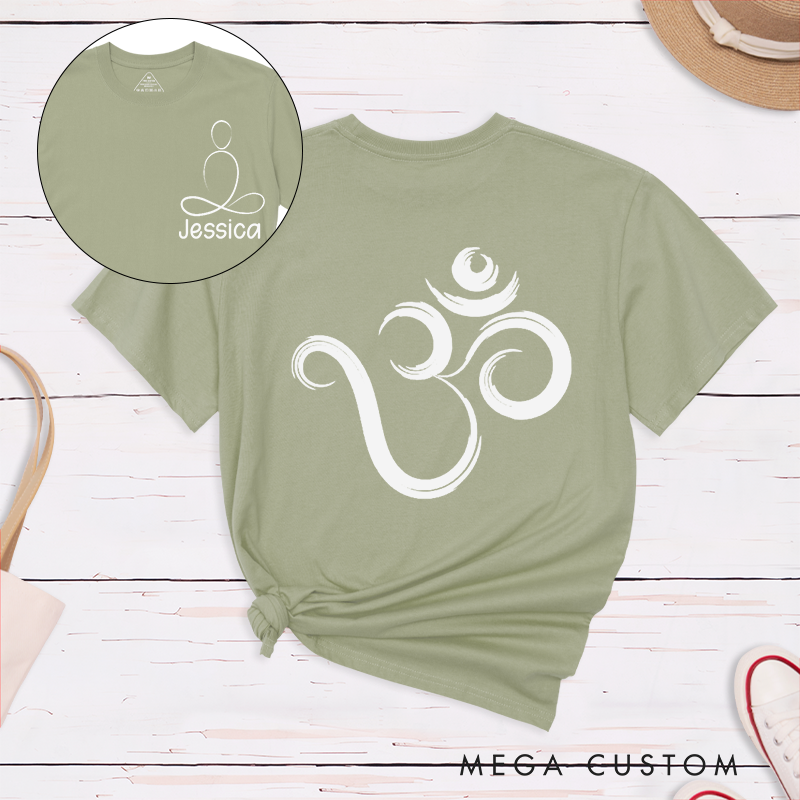 Personalized Om Symbol T-Shirt with Line Meditation Pattern Design Perfect Gift for Yoga Lover and Meditation