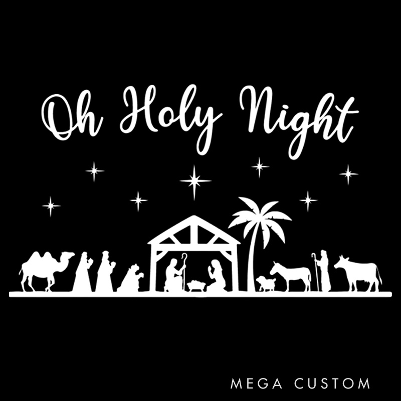 Personalized Oh Holy Night Family Matching Christmas T-Shirt with Name Christmas Nativity Shirt Xmas Tee Christmas Christian Gift