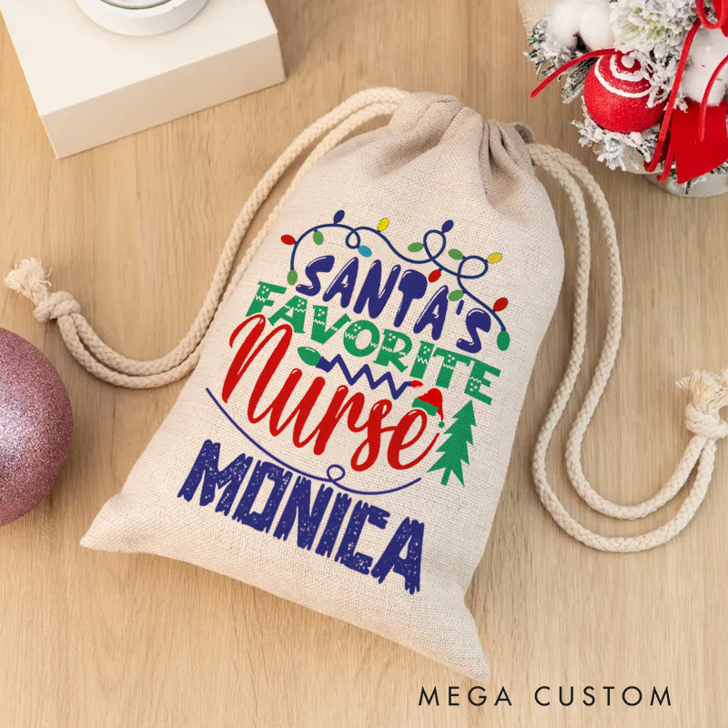 Personalised Christmas Santa Sack for Nurse Santa's Favorite Nurse Design Sack Christmas Gift